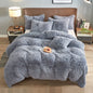 BLEUM CADE Luxury Fluffy Fuzzy King Bedding Comforter Set,4 Pieces Shaggy Duvet Cover Set,Furry Plush Velvet Comforter Cover with Zip Closure,King,Light Purple