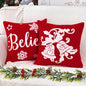 BLEUM CADE Christmas Throw Pillow Covers Set of 2,Teddy Fleece Xmas Red Soft Fleece Pillowcase with Christmas Elk Pattern,18 x 18 inches