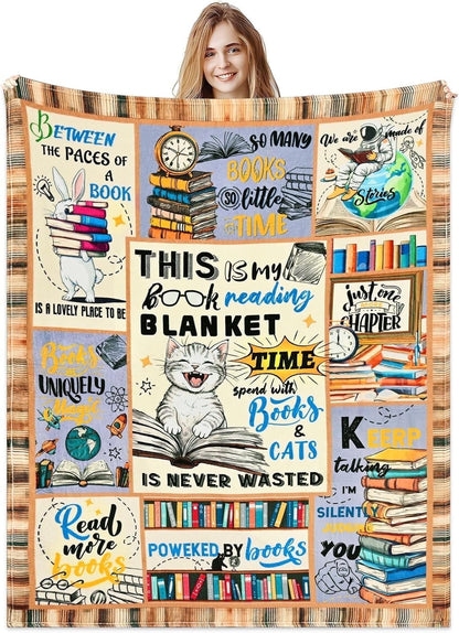 BLEUM CADE Fall Throw Blanket,Book Lovers Gifts Blanket,Super Soft Flannel Throw Blankets for Bed Couch Sofa 50"x60"