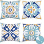 BLEUM CADE Set of 4 Floral Throw Pillow Covers, Outdoor Decorative Pillow Covers, Waterproof Cushion Cover for Couch Bed,18"x18"