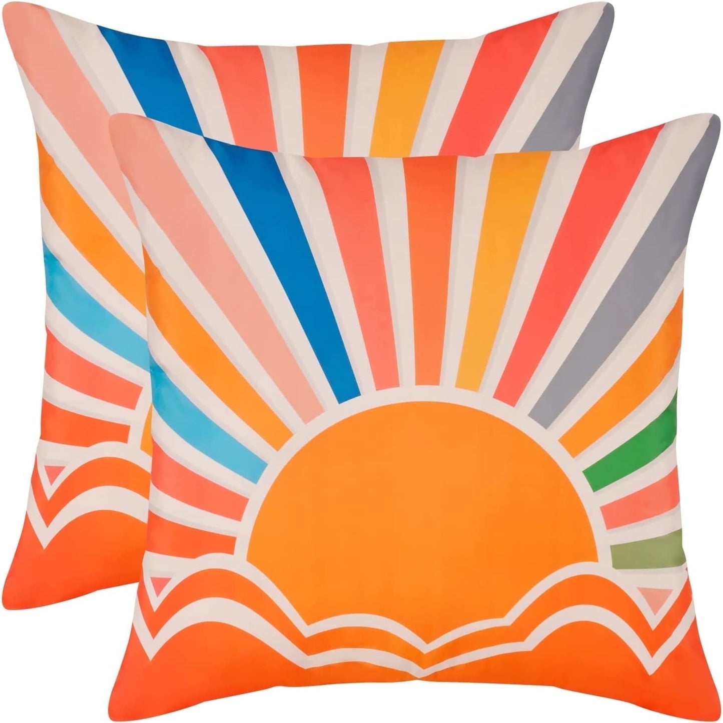 BLEUM CADE Summer Outdoor Pillow Covers 18 x 18 inches,2 Pack,Waterproof,Orange