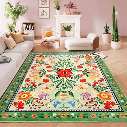 Bleum Cade 5'x7' Area Rugs for Living Room, Boho Floral Rug Ultra Soft Washable Rugs for Bedroom, Anti Slip Durable Carpet Home Decor for Dining Room,Green