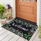 BLEUM CADE Spring Door Mat Low Profile Welcome Mat,Non Slip Rubber Backing Outside Door Mats Black Floral for Front Door,Patio,Entryway,18" x 30"