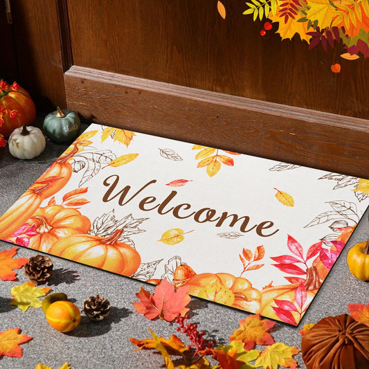 BLEUM CADE Thanksgiving Doormat Outdoor Rugs for Entrance,Pumpkin Outside Welcome Door Mats Fall Decorations for Home Decor Door Mat,18 x 30 inch