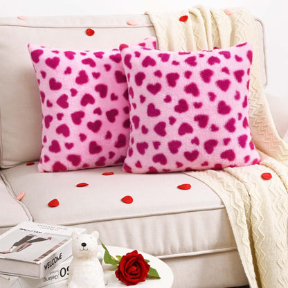 BLEUM CADE Valentine's Day Throw Pillow Cover 18 x 18 in,2 Pack Red Loving Pillowcases for Couch Sofa Decor Pillow Covers for Home Decorations