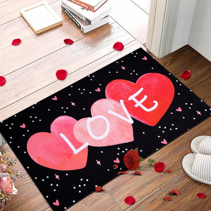 BLEUM CADE Valentine's Day Door Mat Outdoor Love Heart Door Mat Non Slip Low-Profile Welcome Doormat Valentines Gift,18 x 30 inch
