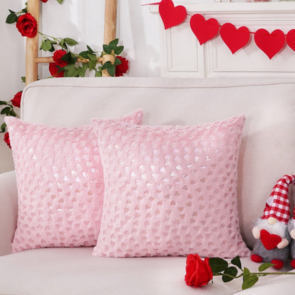 BLEUM CADE Valentines Day Pillow Covers Set of 4 I Love You Throw Pillow Covers 18 x 18 inch Happy Valentine Day Pillowcases for Anniversary Wedding