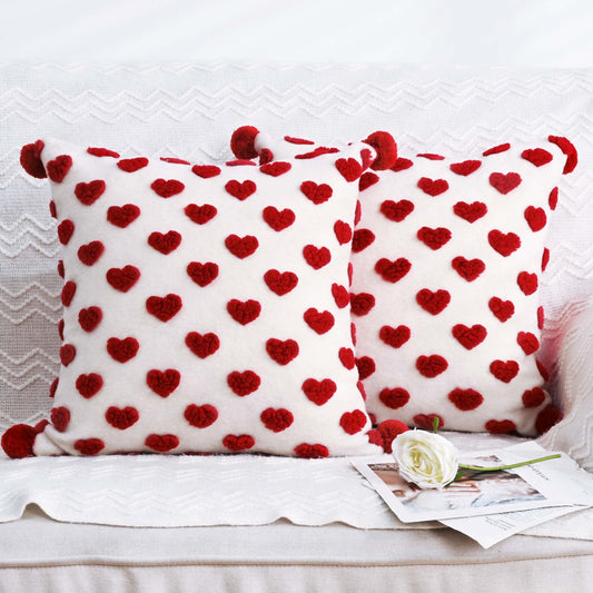 BLEUM CADE Valentine's Day Throw Pillow Cover 18 x 18 in,2 Pack Red Loving Pillowcases for Couch Sofa Decor Pillow Covers for Home Decorations