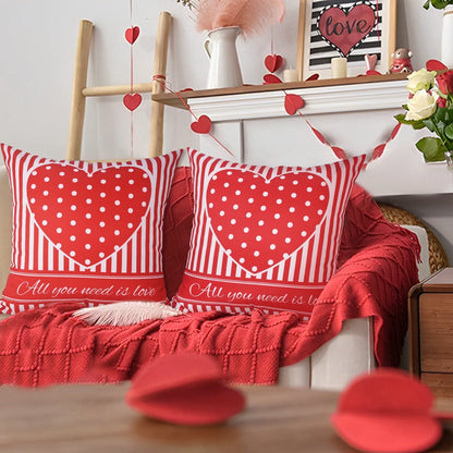 BLEUM CADE Valentines Day Pillow Covers Set of 4 I Love You Throw Pillow Covers 18 x 18 inch Happy Valentine Day Pillowcases for Anniversary Wedding
