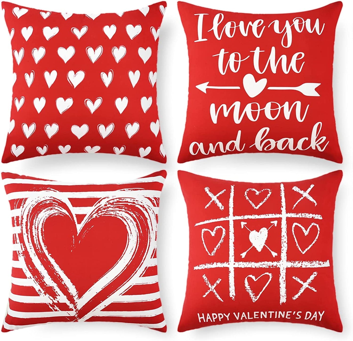 BLEUM CADE Valentine's Day Throw Pillow Cover 18 x 18 in,2 Pack Red Loving Pillowcases for Couch Sofa Decor Pillow Covers for Home Decorations