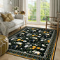 BLEUM CADE Vintage Floral Area Rug 3x5 Hummingbird Washable Non Slip Rug Foldable Low Pile Lemon Carpet for Living Room,Black