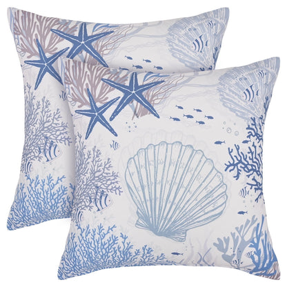 BLEUM CADE Summer Outdoor Pillow Covers 18 x 18 inches,2 Pack,Waterproof,Orange