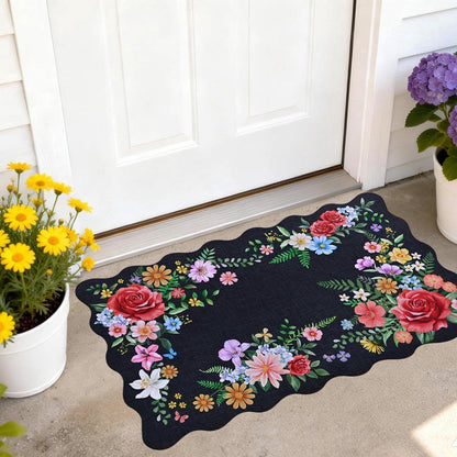 BLEUM CADE Spring Welcome Mat Floral Non Slip Outdoor Doormats,Tulip Low Profile Door Mat for Front Entrance & Outside Patio,18" x 30"