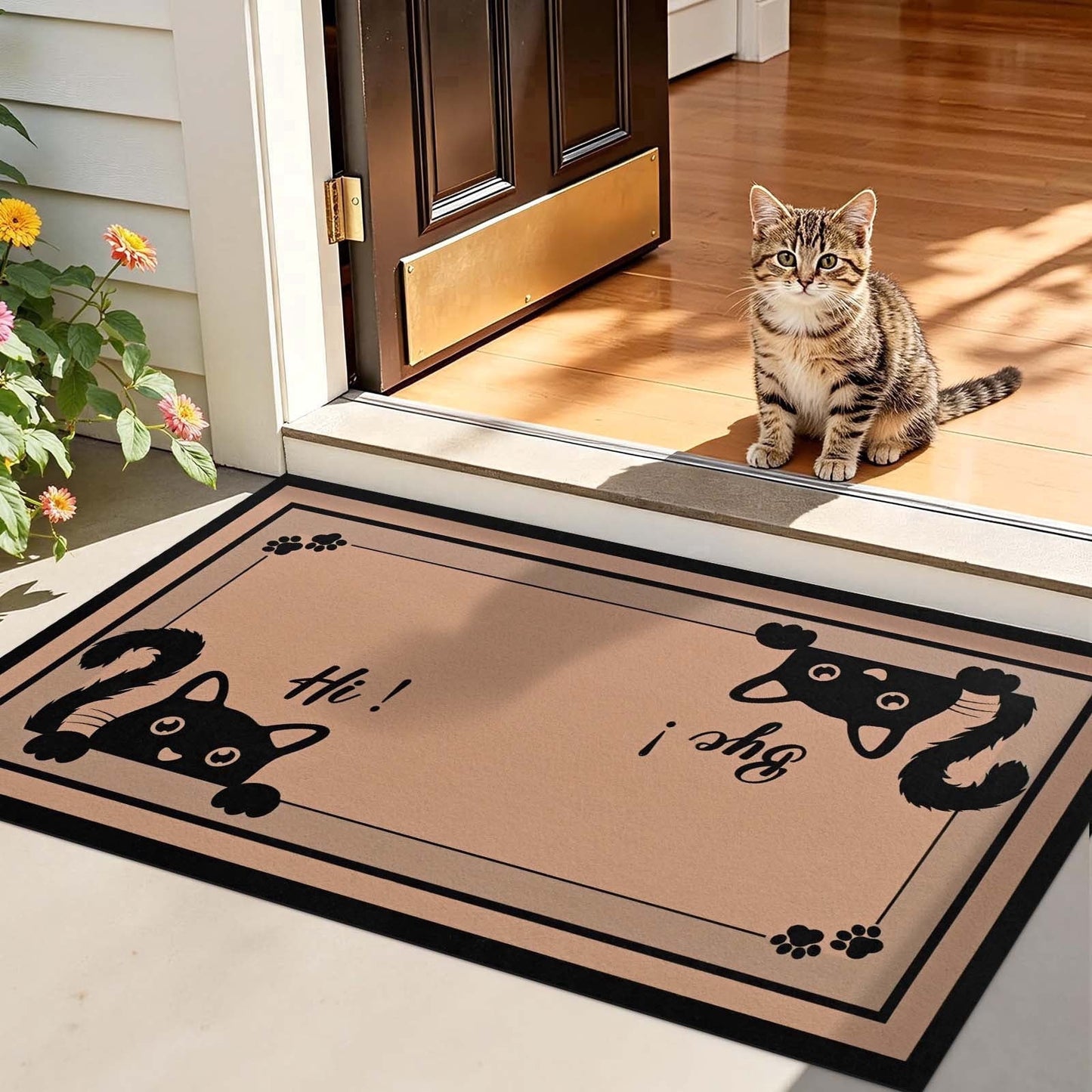 Bleum Cade Welcome Mat Non-Slip Low Profile Front Door Mat for Outdoor Indoor,No Need to Knock We Know You're Here Dog Pet Door Mat, Dog-Lover Gift,Brown,18"x30"