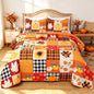Bleum Cade Fall Quilt Set 3 Pieces King Size, Thanksgiving Blue & Yellow Pumpkins Bedding Set,Soft Lightweight Coverlet Set for King Bed,(Off-white,90"x 104")