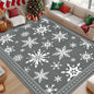 Bleum Cade Christmas Snowflake 5'x7' Area Rugs for Living Room,Gray Washable Rugs for Bedroom Dinning Room,Soft Low Pile Rug,Non Slip Durable Large Carpet for Christmas Decorations