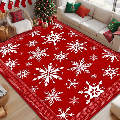 Bleum Cade Christmas Snowflake 5'x7' Area Rugs for Living Room,Gray Washable Rugs for Bedroom Dinning Room,Soft Low Pile Rug,Non Slip Durable Large Carpet for Christmas Decorations