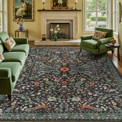 Bleum Cade 2x3 Small Area Rugs for Entryway, Boho Floral Washable Rug, Non Slip Door Mat Indoor Ourdoor, Soft Faux Wool Low-Pile Welcome Door Mat for Hallway Laundry