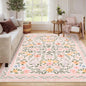 Bleum Cade 5'x7' Pink Rugs for Living Room,Boho Washable Floral Rugs for Bedroom Girls Room Decor,Ultra Soft Faux Wool Non Slip Low Pile Stain Resistant Carpet for Kids Living Dining Room Indoor