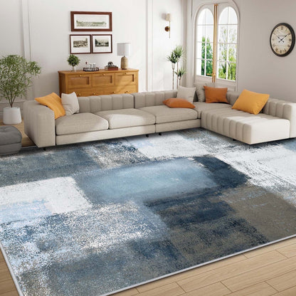 Bleum Cade Area Rugs 2x3 Entryway Rug,Modern Geometric Patchwork Non Slip Rugs for Entryway, Washable Abstract Area Rug Door Mat Indoor, Rockwood Collection Welcome Mat for Kitchen,Chocolate