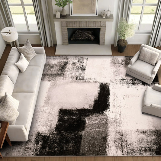 Bleum Cade 8x10 Large Area Rugs for Living Room, Modern Abstract Washable Rugs Non Slip, Bedroom Rug Soft Stain Resistant, Indoor Rugs Low Pile Carpet for Dining Room,Brown