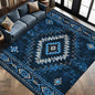 Bleum Cade Western 8x10 Rugs for Living Room, Moroccan Washable Rugs for Bedroom, Non-Slip Boho Indoor Rug, Soft Low Pile Stain Resistant Geometric Floor Large Carpet Home Decor,Blue