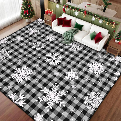 Bleum Cade 8'x10' Christmas Snowflake Area Rugs for Living Room, Washable Rugs for Bedroom Dinning Room,Red Buffalo Plaid Rug Ultra Soft Non Slip Durable Large Carpet Home Decor