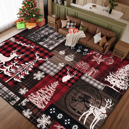Bleum Cade Christmas Area Rugs 2x3 Entryway Rug,Christmas Tree Non Slip Washable Door Mat Outdoor Indoor Xmas Elk Welcome Mat for Entrance