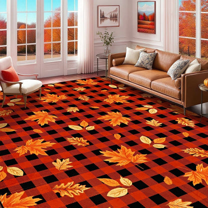 Bleum Cade 8'x10' Fall Area Rugs for Living Room, Washable Rugs Modern Rugs for Bedroom Dinning Room,Maple Leaf Rug Ultra Soft Non Slip Durable Large Carpet Home Decor