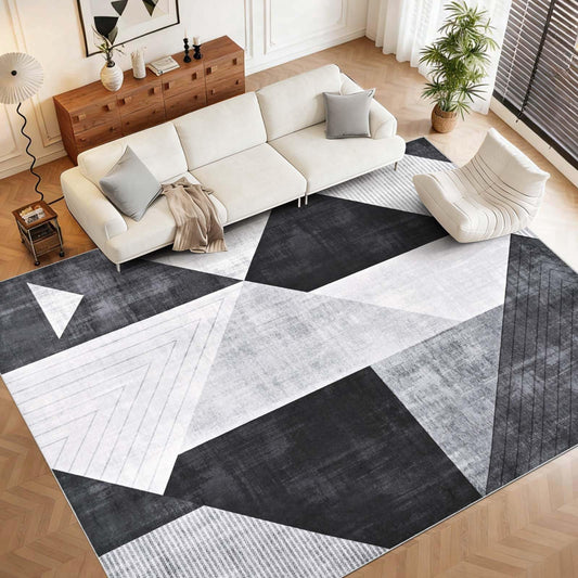 Bleum Cade 8x10 Abstract Area Rugs for Living Room,Modern Geometry Washable Rugs for Bedroom, Non-Slip Indoor Rug, Soft Low Pile Stain Resistant Geometric Floor Large Carpet Home Decor