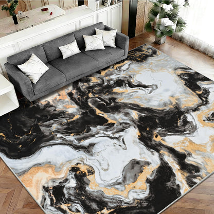 Bleum Cade Area Rugs for Doormat 2X3,Marble Swirl Abstract Rugs, Machine Washable Foldable Non Slip Outdoor Indoor Welcome Mat,Red Gold