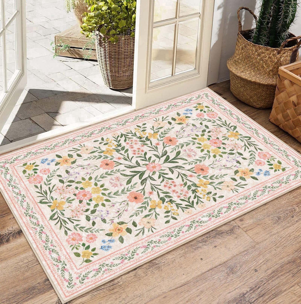 Bleum Cade 2'x3' Washable Entry Rug, Super Soft Low Pile Non-Slip Outdoor Indoor Pink Love Hearts Door Mat for Kitchen, Laundry Entryway, Bathroom, Mother's Day Ideal Gift for Mom