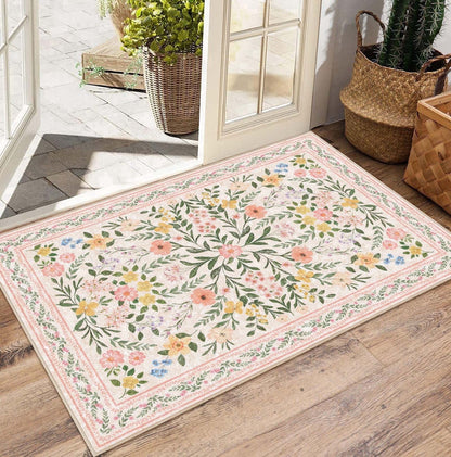 Bleum Cade 2'x3' Washable Entry Rug, Super Soft Low Pile Non-Slip Outdoor Indoor Pink Love Hearts Door Mat for Kitchen, Laundry Entryway, Bathroom, Mother's Day Ideal Gift for Mom