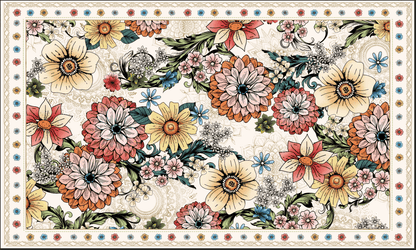 BLEUM CADE Boho Floral Area Rug 5x7 Washable Soft Faux Wool Rug Carpet for Living Room Bedroom