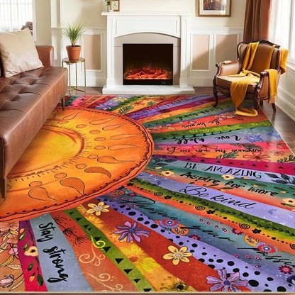Bleum Cade Area Rugs for Living Room 8x10,Boho Sun Rugs, Washable Area Rugs for Bedroom,Low Pile Anti Slip Durable Carpet for Dining Room