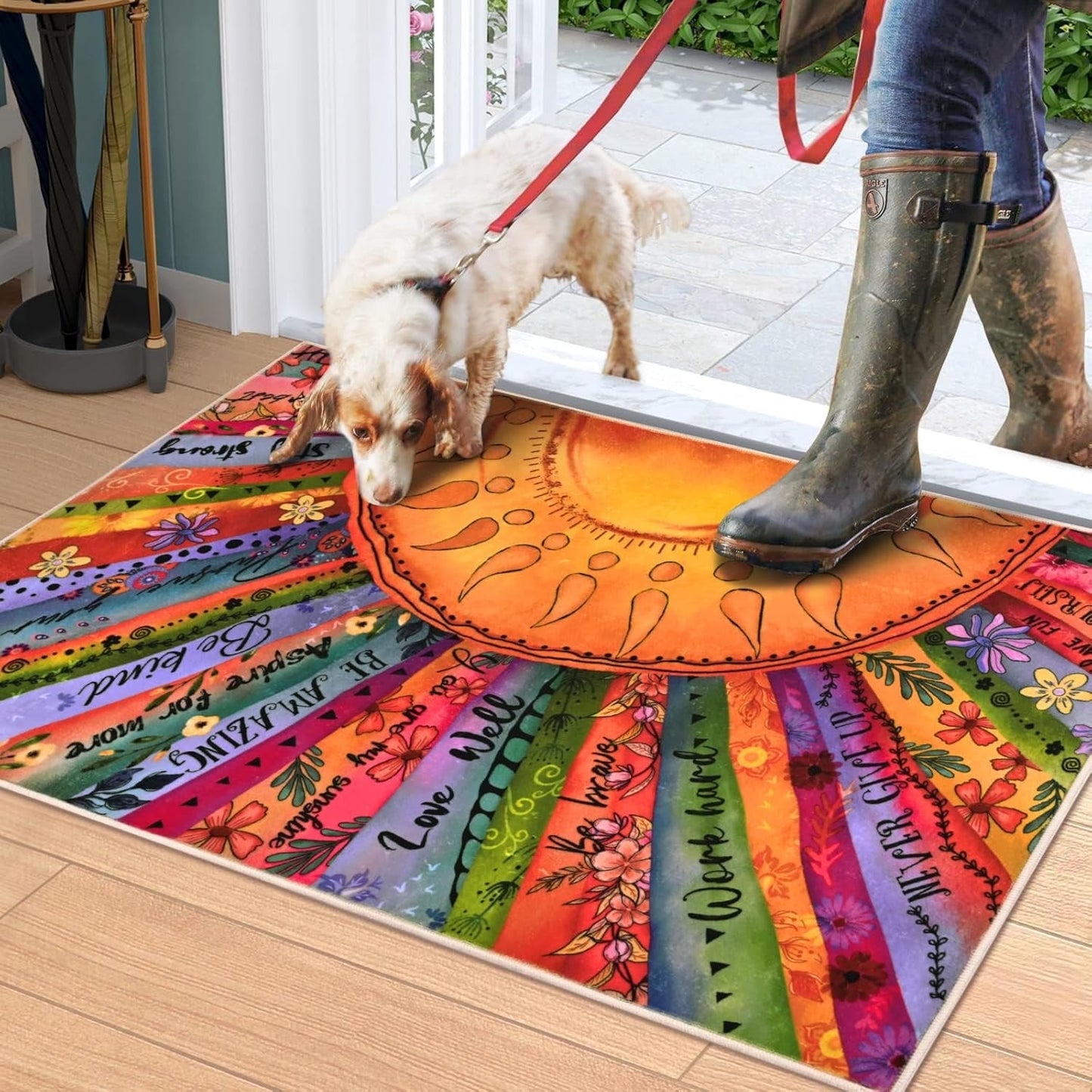 Bleum Cade Area Rugs for Living Room 8x10,Boho Sun Rugs, Washable Area Rugs for Bedroom,Low Pile Anti Slip Durable Carpet for Dining Room