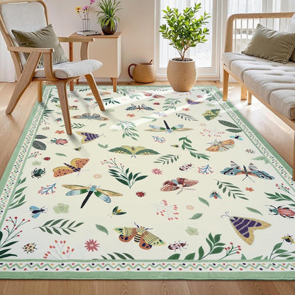 Bleum Cade 3'x5' Boho Area Rugs for Living Room, Machine Washable Foldable Indoor Rugs Carpet, Soft Lightweight Non Slip Large Rug for Bedroom Dining Room,Green