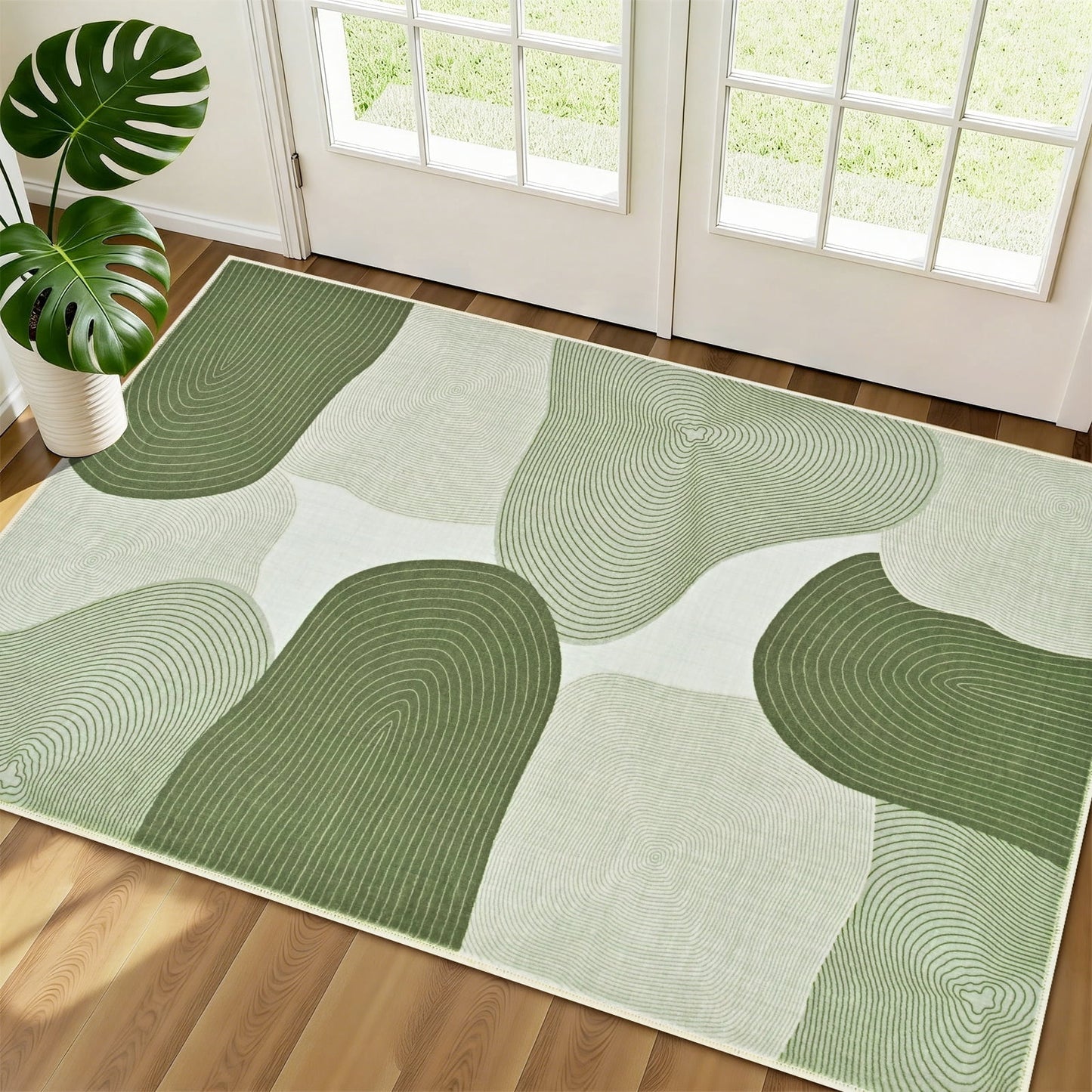 Bleum Cade Area Rugs for Doormat 2X3,Abstract Machine Washable Foldable Non Slip Outdoor Indoor Welcome Mat Carpet for Entrance,Green