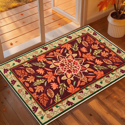Bleum Cade 5'x7' Fall Area Rugs for Living Room,Boho Floral Rug Ultra Soft Washable Rugs for Bedroom, Maple Leaf Anti Slip Durable Carpet Home Decor for Dining Room