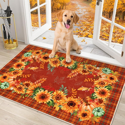 Bleum Cade Fall Area Rugs 2x3 Entryway Rug,Non Slip Washable Sunflower Door Mat Outdoor Indoor Welcome Mat for Entrance