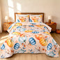 Bleum Cade Fall Quilt Set 3 Pieces King Size, Thanksgiving Blue & Yellow Pumpkins Bedding Set,Soft Lightweight Coverlet Set for King Bed,(Off-white,90"x 104")