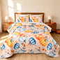 Bleum Cade Fall Quilt Set 3 Pieces Queen Size, Thanksgiving Blue & Yellow Pumpkins Bedding Set,Soft Lightweight Coverlet Set for Queen Bed,(Off-white,90"x 90")