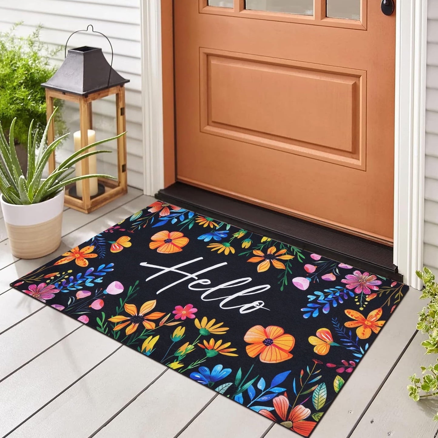 BLEUM CADE Fall Doormat Outdoor Welcome Mat for Entrance,Sunflower Pumpkin Door Mat Outside Entry Rug,18 x 30 inches