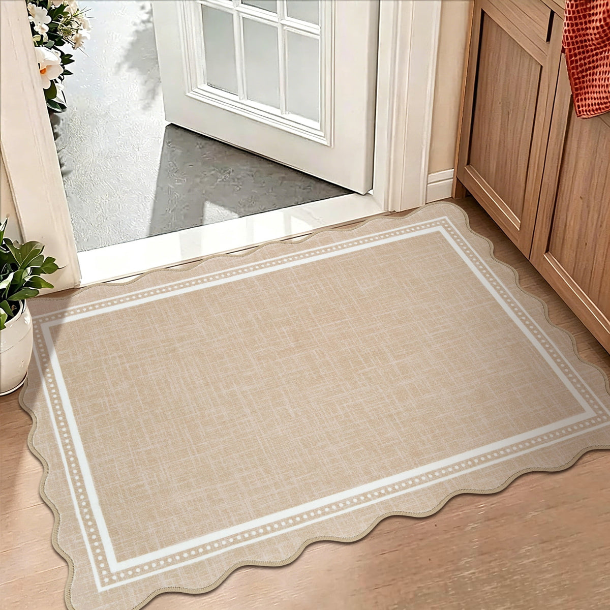 Bleum Cade Washable 8'x 10' Area Rugs for Living Room,Scalloped Solid Black Non Slip Rugs for Bedroom Dinning Room,Ultra Soft Stain‑Resistant Large Carpet for High Traffic Areas