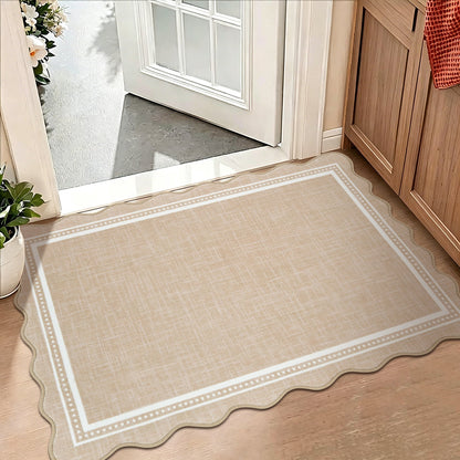 Bleum Cade Washable 8'x 10' Area Rugs for Living Room,Scalloped Solid Black Non Slip Rugs for Bedroom Dinning Room,Ultra Soft Stain‑Resistant Large Carpet for High Traffic Areas