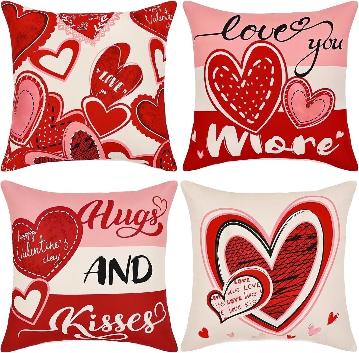 BLEUM CADE Valentines Day Pillow Covers Set of 4 I Love You Throw Pillow Covers 18 x 18 inch Happy Valentine Day Pillowcases for Anniversary Wedding
