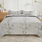 Bluem Cade Flower Quilt Set Twin Size,Lightweight 3 Pieces Gray Quilts Bedspread,Reversible Quilt Coverlets for All Season