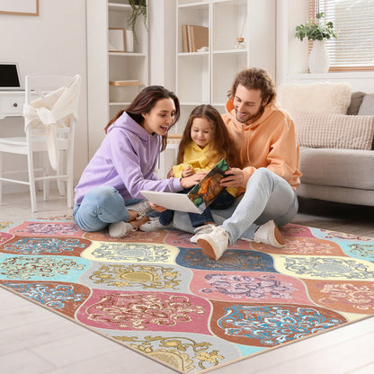Bleum Cade 8'x10' Area Rugs for Living Room, Washable Rugs Boho Rugs for Bedroom Dinning Room,Floral Rug Ultra Soft Non Slip Durable Large Carpet Home Decor