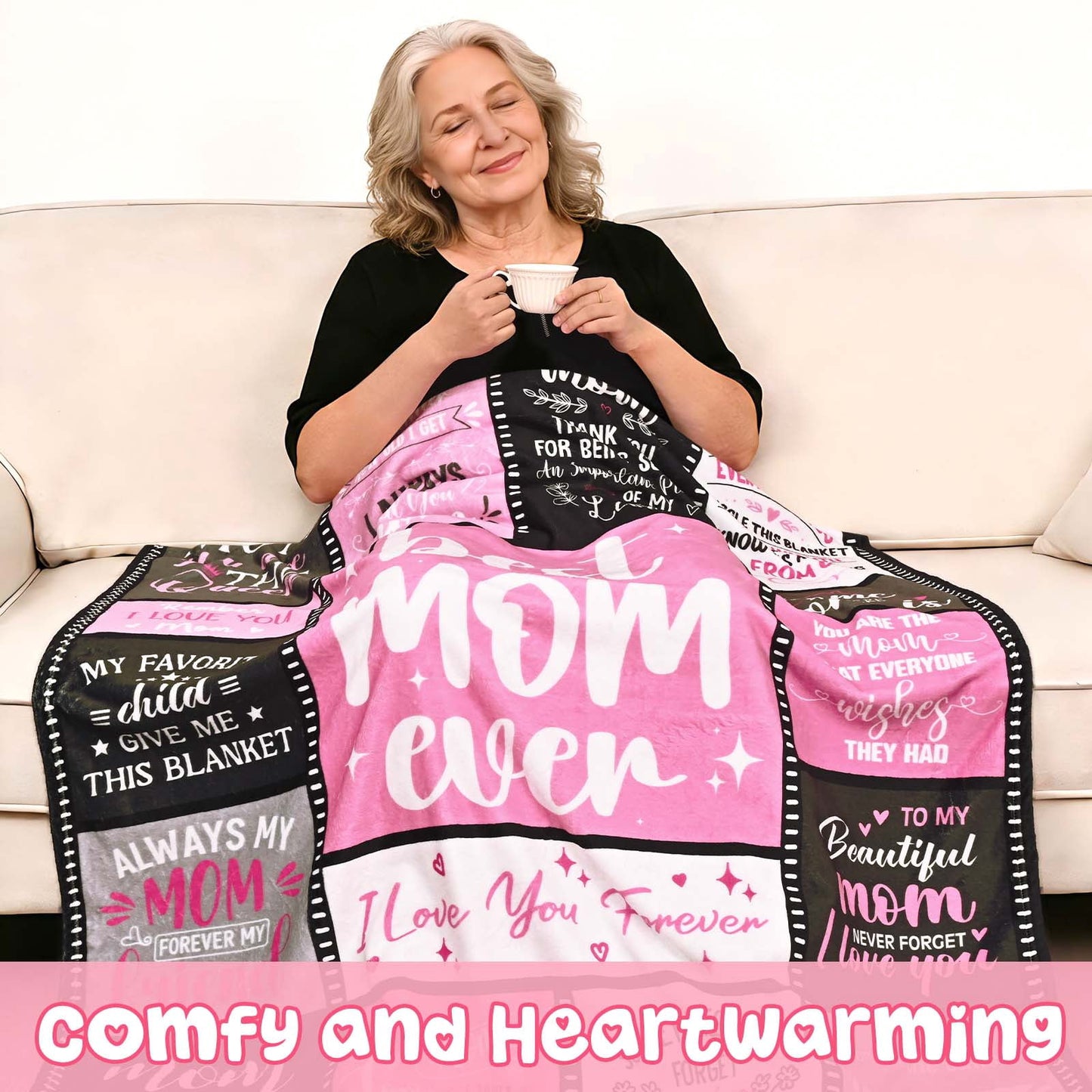 BLEUM CADE Gifts for Mom Birthday Mother's Day Blanket,Gifts From Daughter Son,Soft Flannel Throw Blanket Presents for Mother,Pink,50" x 60"