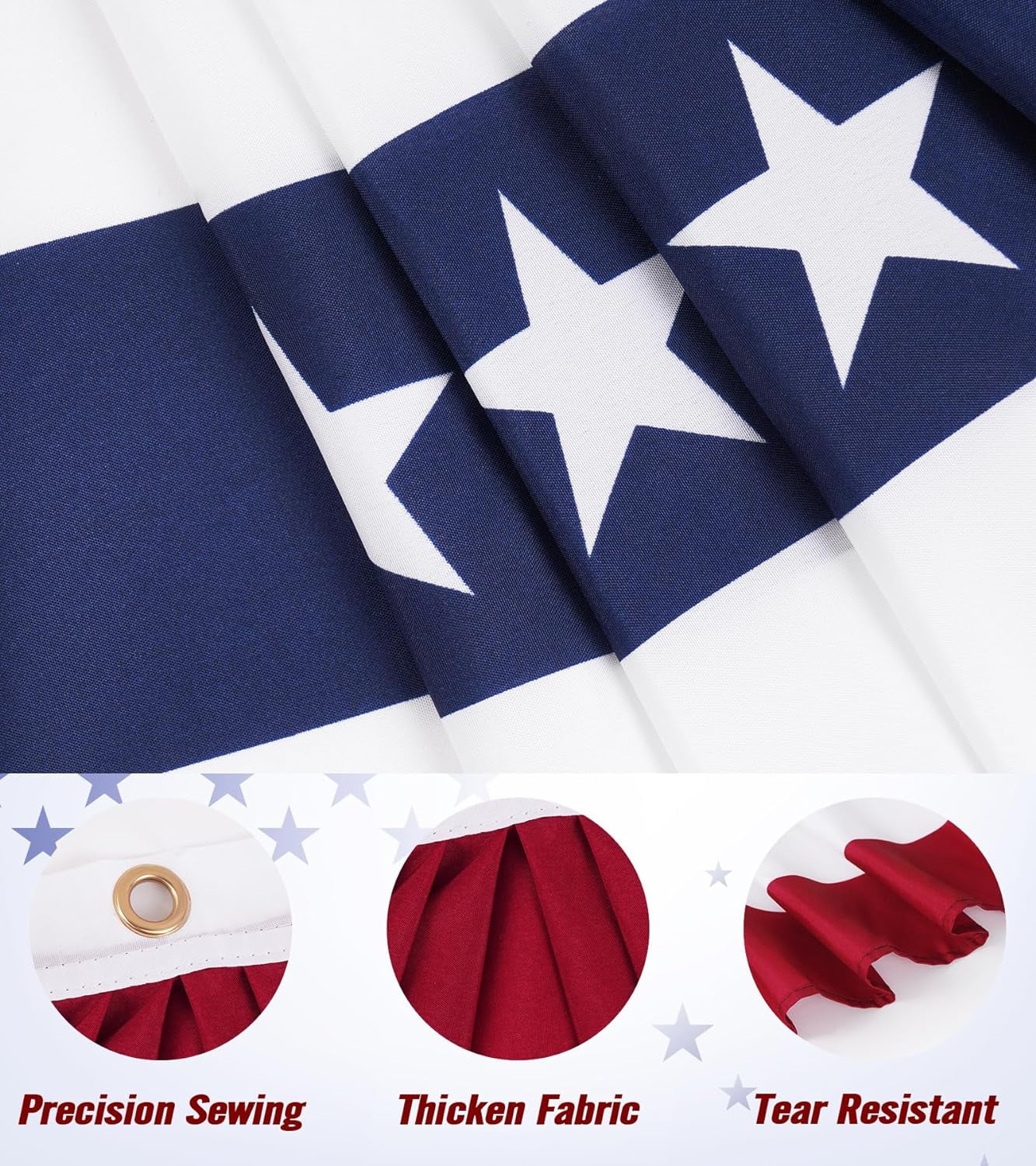 3x6 Ft American Flag Bunting Flags Outdoor, 3 Pack Patriotic Bunting Outdoor Red White and Blue Bunting, USA Pleated Fan Flag Half Fan Banner for Outside Home 4th of July Decorations